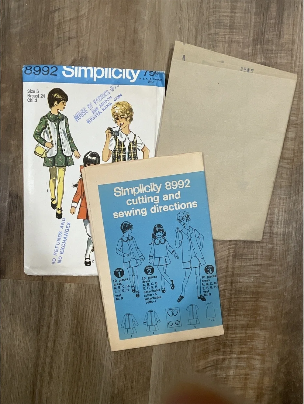 VTG Simplicity Sewing Pattern Girls' Lot Of 3: 5818, 8992, 1934;  Sizes 4, 5 & 7